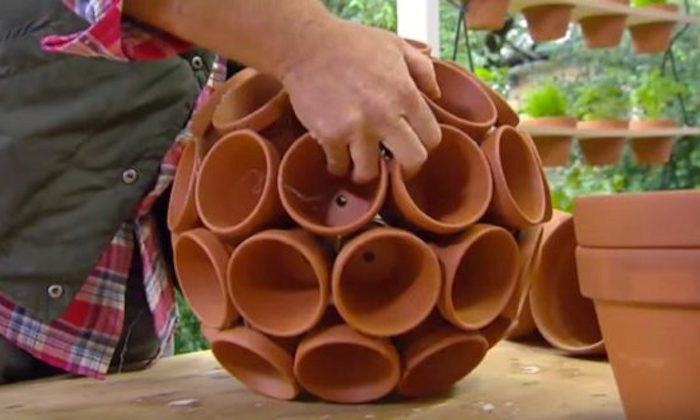 DIY clay pot succulent sphere