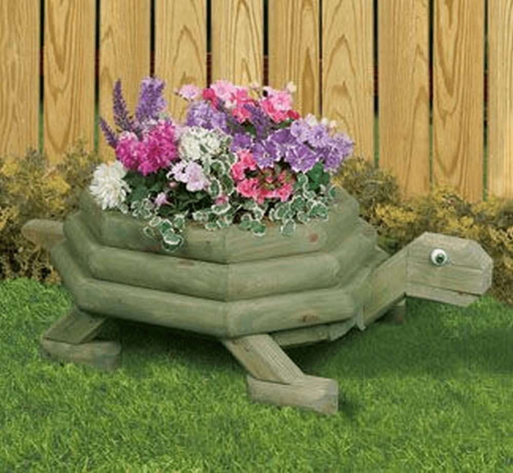 DIY Wooden Turtle Planter - The garden!