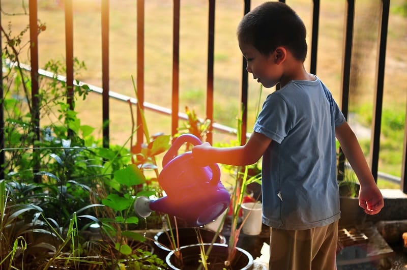 Gardening offers a wonderful opportunity for children to learn about responsibility.