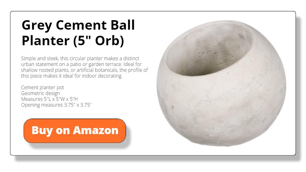 Grey Cement Ball Planter (5" Orb)