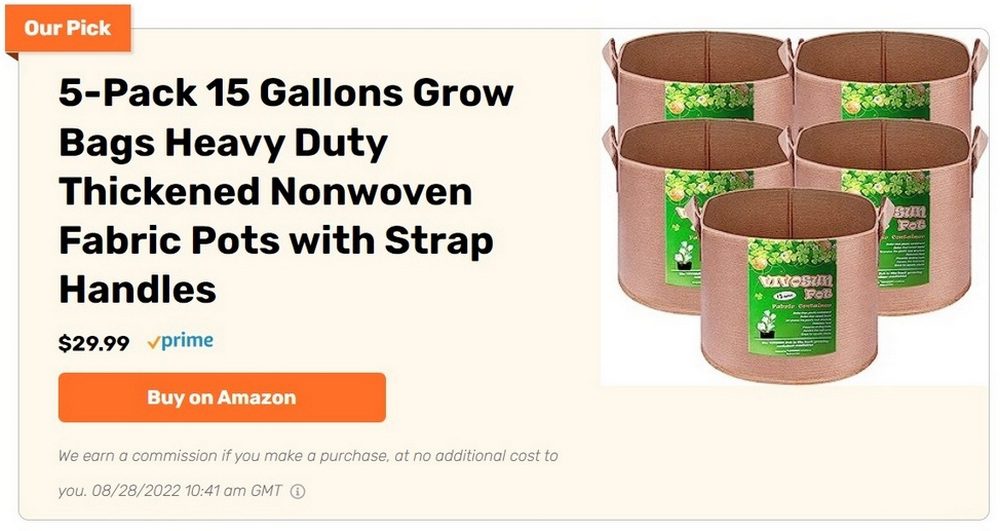 VIVOSUN 5-Pack 15 Gallons Grow Bags