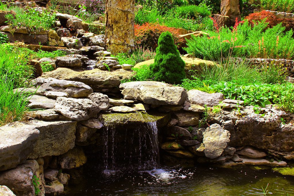 A set of landscaping rocks used to create a personal waterfall.