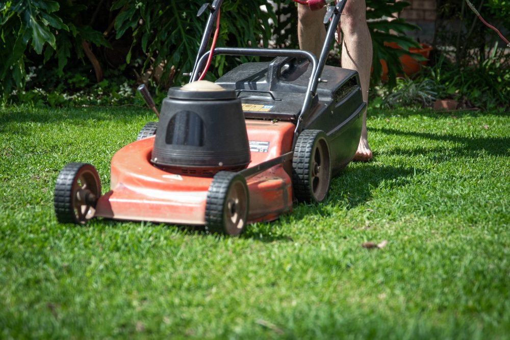 An image of a lawn mower in operation.