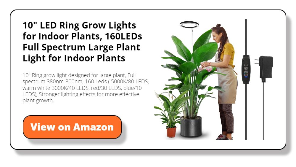 10" LED Ring Grow Lights for Indoor Plants, 160LEDs Full Spectrum Large Plant Light for Indoor Plants