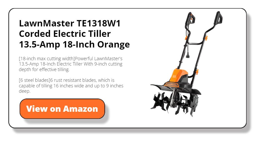 LawnMaster TE1318W1 Corded Electric Tiller 13.5-Amp 18-Inch Orange