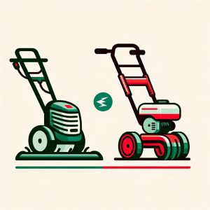 An image of gas vs electric cordless tillers.