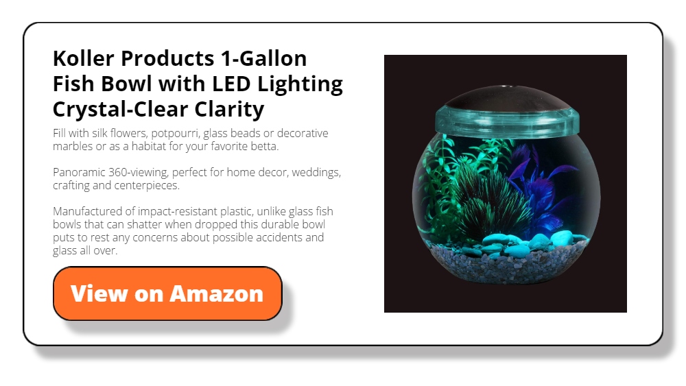 Koller Products 1-Gallon Fish Bowl with LED Lighting Crystal-Clear Clarity