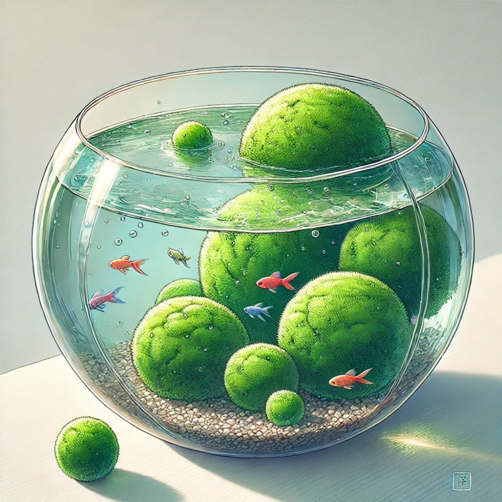 An illustration of a planted fish bowl.