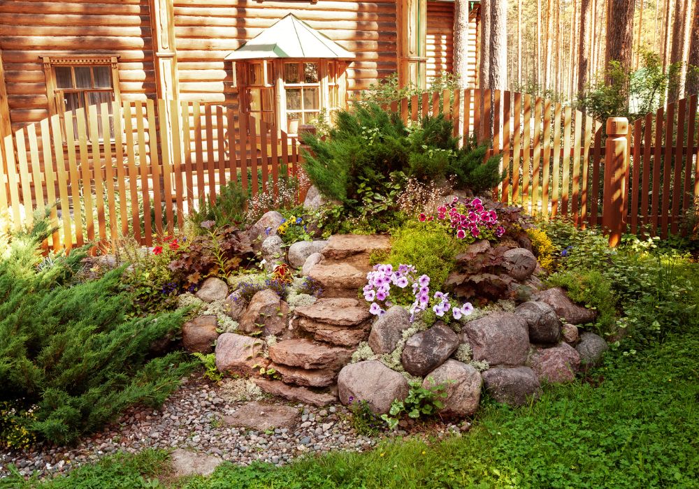 An image of landscaping with rocks.